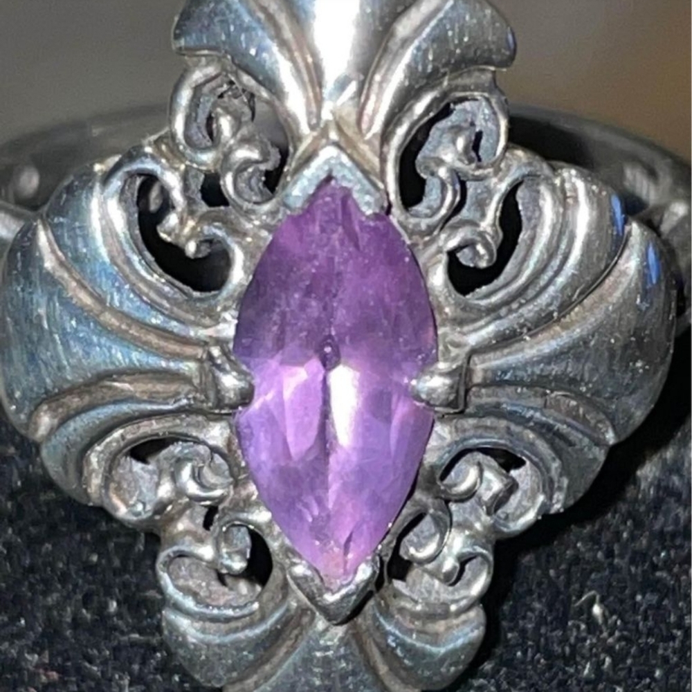 Vintage filagree silver and amythest Ring size 8.5 - Picture 3 of 6